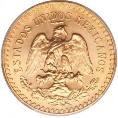 Золотая инвестиционная монета Мексики 50 Песо 1947 год, 37,5 грамм
