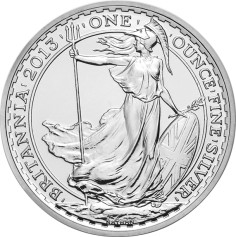 Серебряная монета 2 фунта "Британия" 31.1 грамм, 2013г.,Ag 999